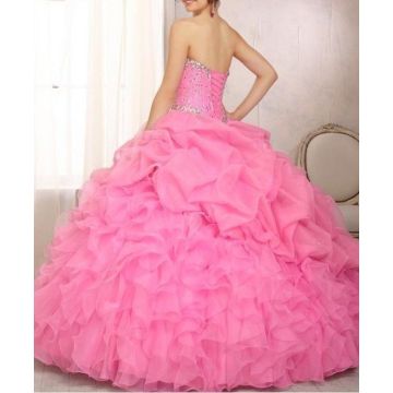 Sweetheart Beaing Ball Gown Organza Wedding Dresses Sleeveless Cheap Wedding Dress