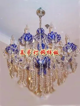 Chinese crystal lotus-shaped candle chandelier