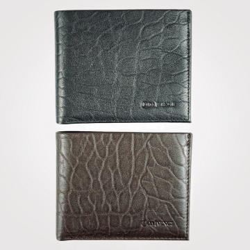 Wave Grain Leather Men Bifold Purse