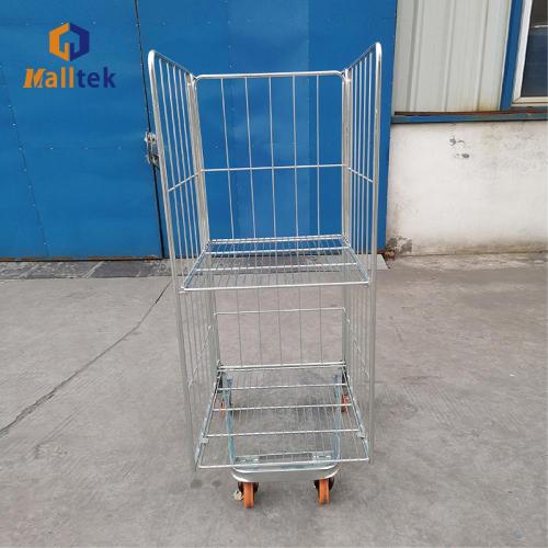 Mobile Logistics Trolley 3 Sides Metal Mobile Roll Storage Container Supplier