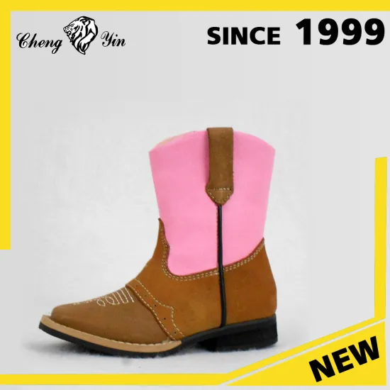 Latest Fashion Comfortable Durable Pink Rubber Outsole High Quality Genuine Leather Wholesale Leather Cowboy Boots for Outdoor