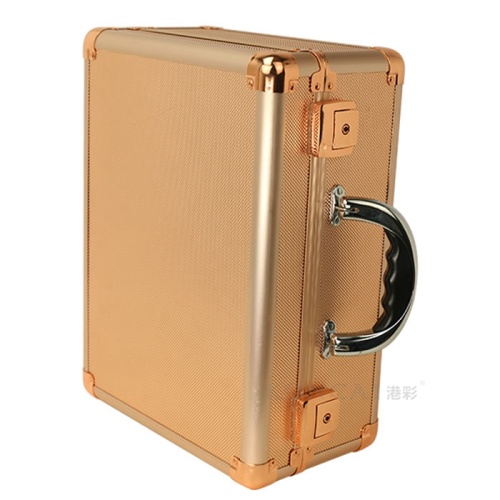 Portable vanity rose-gold makeup station case with lights