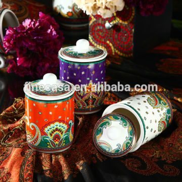 800CC Luxury Fine New Bone China Airtight Ceramic Coffee Canister of Paisley