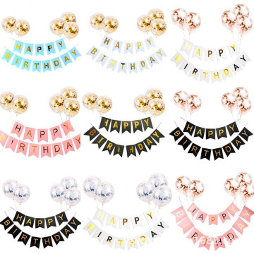 HAPPY BIRTHDAY Decoration Kit: Balloon Banner, Confetti, Fishtail Flags