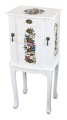 Armario de madera de la joyería con diseño Floral de pie blanco