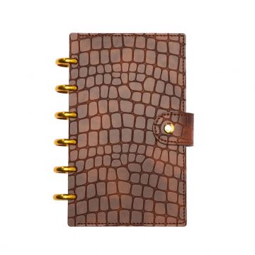 Crocodile Croc Cover Custom A6 6-Discbound Vegan Leather Budget Planner Organizer with Cash Wallet Envelope and Clear Plastic Refill