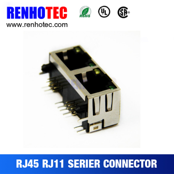 RJ45 Female 8p8c Connector with led and emi