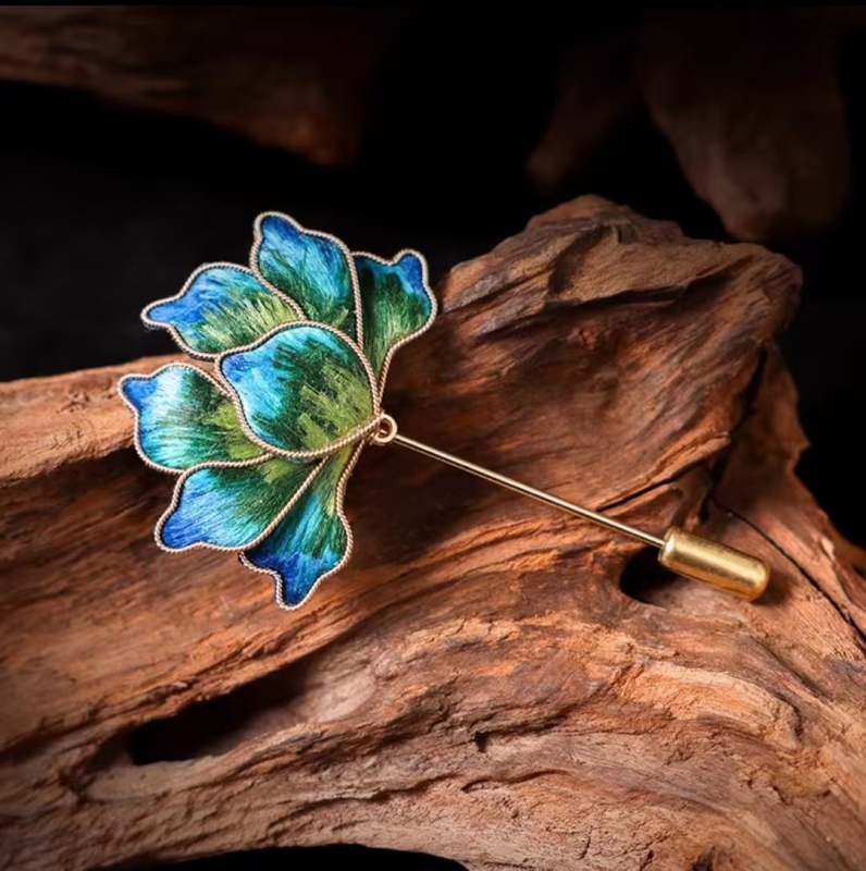 Handmade classical silk velvet flower brooch
