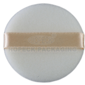 Round Shape Cosmetic Powder Puff with Satin Ribbon