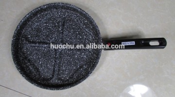 Aluminum pressed marble stone coating round 4 four holes cups heart egg pancake frying grill pan detachable bakelite handle