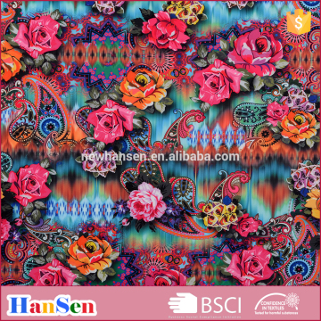 Warp knitted polyester spandex ptinted swimwear fabric