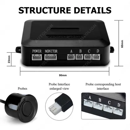 Universal Car Reversing Radar with 4 Probe Parking Sensor System