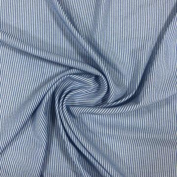 T/R/N Blue White Chambray Stripe Crepe Fabric