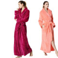 100% polyester plush hooded fleece bathrobe for women