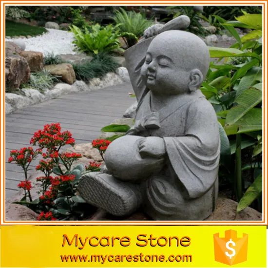Granite Grey little Monk stone statue