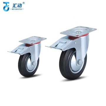Industrial Rubber Casters: 4/5/6/8 Inch Heavy Duty Swivel Wheels with Universal Brake for Warehouse Trolleys