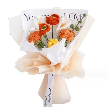 Hand-Crocheted Poppies: Festive Holiday Gifts and Decorative Plush Flowers in Combed Cotton