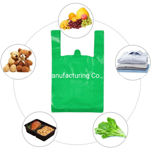 Wholesale Clear Handle T Shirt Garbage Food Vegetable Packing Grocery Plastic Shopping Bag