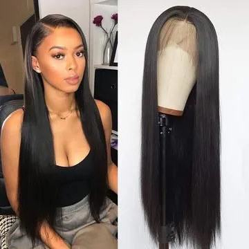 150% 180% 200% Density Straight Human Hair 4*4 Lace Closure Front Wig Unprocessed Brazilian Lace Wig Virgin Cuticle Aligned Hair