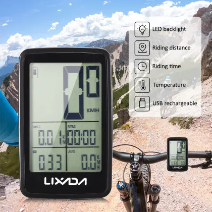 Lixada bike Bicycle Computer USB Rechargeable Wireless Bike Cycling Computer bike Speedometer For Bicycle Odometer