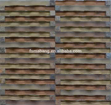 MBP6005 arch Wave crystal glass Tile 3D Mosaic mixed stone