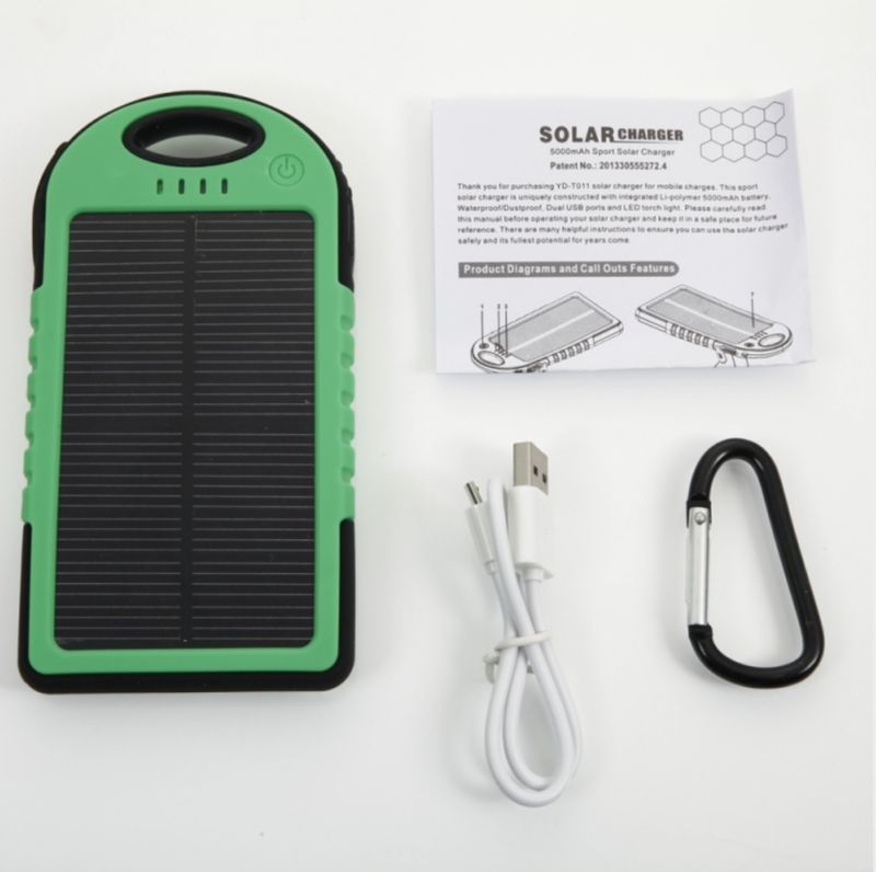 5000mAh Waterproof Dustproof Drop Resistant Solar Energy Power Bank