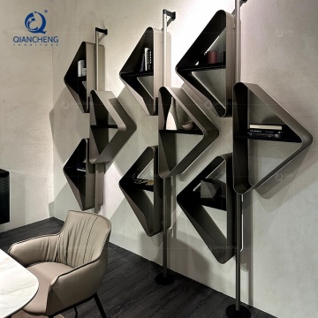 QIANCHENG Modern Black Metal Wine Rack and Floating Bookshelf