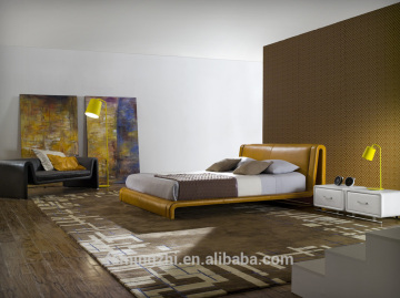 Metal frame geniune leather beautiful bed PSY1001