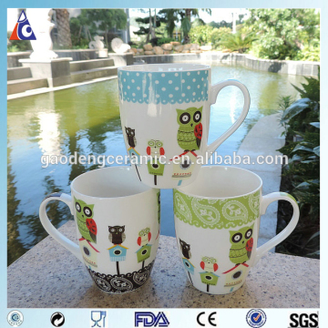 Ceramic mug 11 oz owl printing handle print