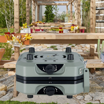 Portable Dual-Burner Stainless Steel Patio Heater for Camping Adventures