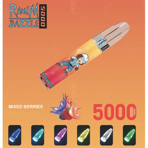 Randm Dazzle 5000 Puffs充電式の軽い光る使い捨ての蒸気