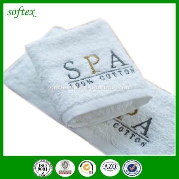 Thick small hotel white cotton hand towel with embroidery words logo