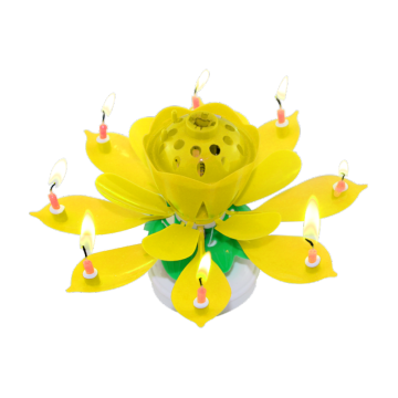 yüksek kaliteli çift lotus çiçeği müzikal dönen mum
