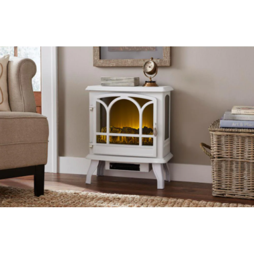 Freestanding Wood Fireplace 25"Curved Electric Stove Aged White Supplier