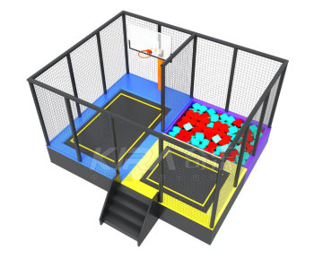 Indoor Kids Trampoline Park - Small Trampoline with Protective Net for Shopping Malls