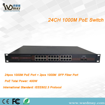 24chs full 1000M Double Fiber Port POE Switcher