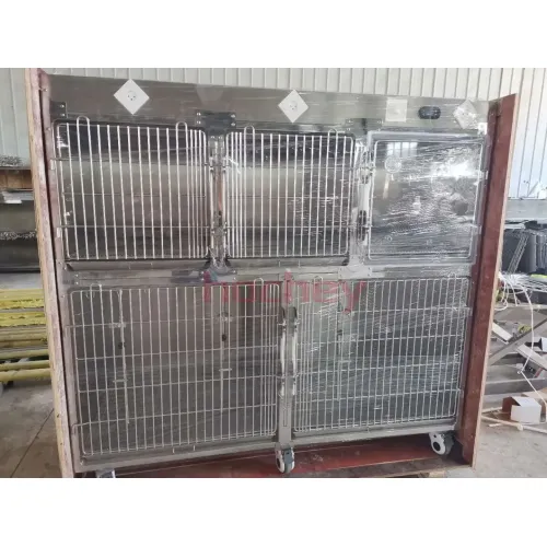 Price Animal Veterinary Pet Cages Stainless Steel Vet Cat Cage with Wheels and Tray Oxygen Cage
