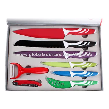 Colored ceramic coated knife setNew