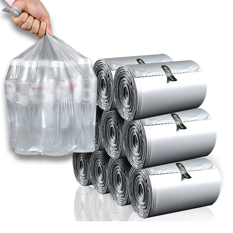 Customized Size Drawstring Plastic White Black Trash Bag on Roll