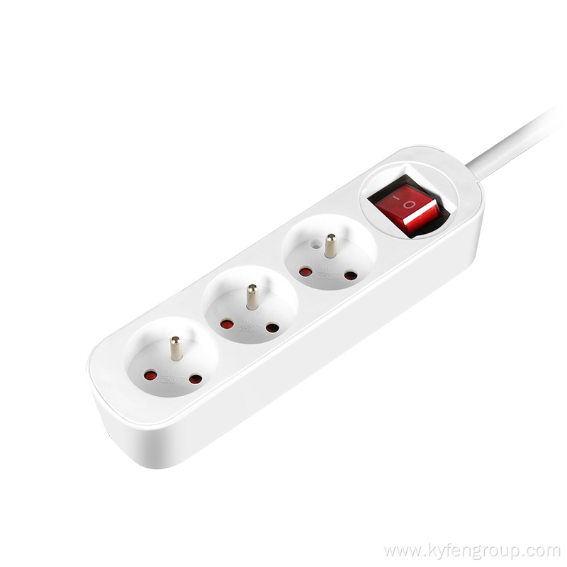 France 3-socket power strip with light switch