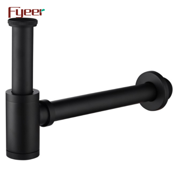 Fyeer Matt Black Brass P Trap Basin Water Siphon Drain