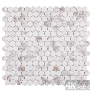Calacatta Gold Round Printing Glass Mosic