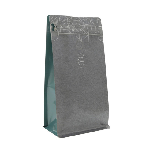 Bolsa de fondo plano de café Ziplock de papel Kraft biodegradable