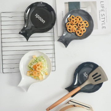 Custom Logo White Ceramic Spoon Rest