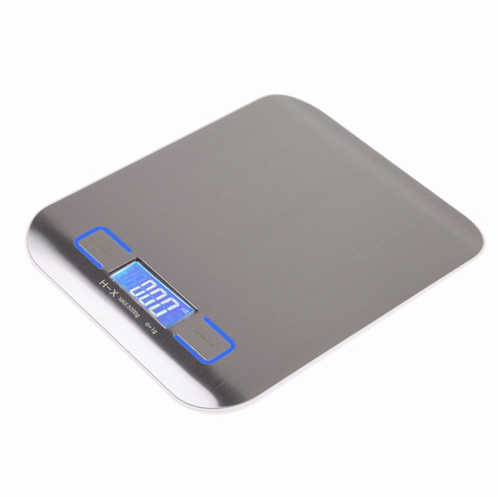 11 LB / 5000g Electronic Kitchen Scale Digital Food Scale Stainless Steel Weighing Scale LCD High Precision Measuring Tools