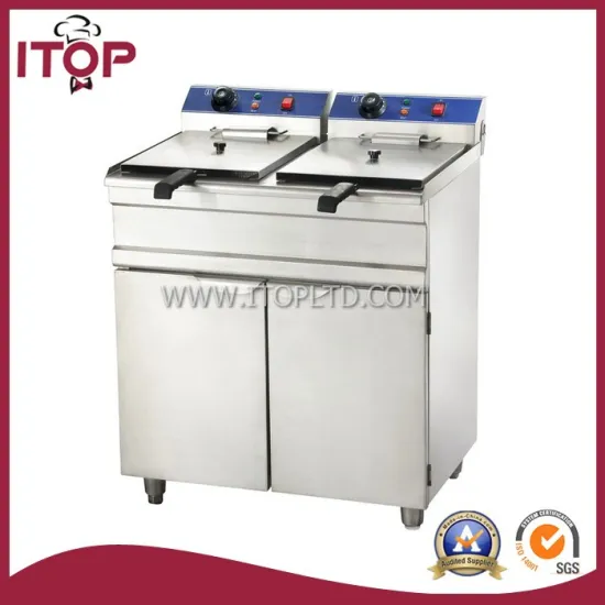 10+10L stainless steel with cabinet electric fryer