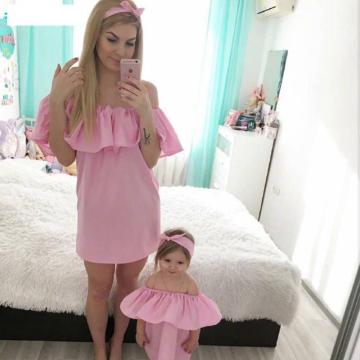 2021 Daughter Dress Mother Daughter Dresses Summer Mommy Bebes Wedding Clothing Ruffles Family Matching Outfits Clothes Mum Mom