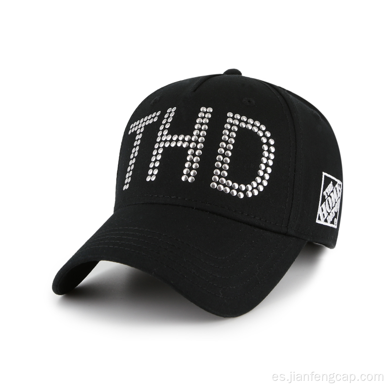 Gorra de béisbol de calidad unisex personalizada con decoración de metal