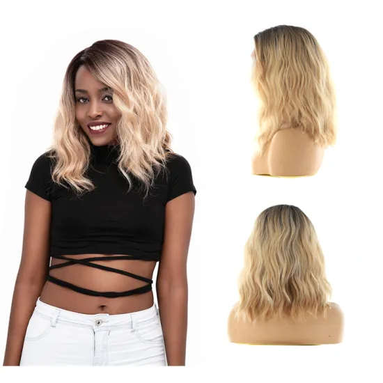 x-tress ombre blonde colored synthetic hair lace front wigs for black women  high temperture fibre natural curly  hair wig