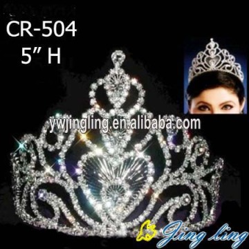 Corona del concurso de diamantes de imitación de plata de 5 pulgadas